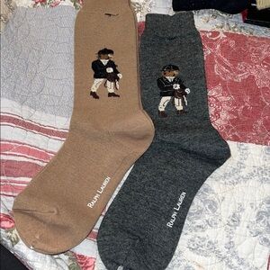 2 Pairs New Vintage Ralph Lauren wool blend equestrian horse bear socks